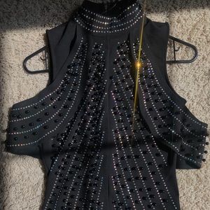 Beautiful thick heavily beaded dress with slit!